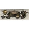 Image 1 : Tote Full Of Assorted Silver Plate, Tray, Teapot, Creamer, Etc...