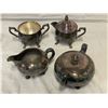 Image 3 : Tote Full Of Assorted Silver Plate, Tray, Teapot, Creamer, Etc...