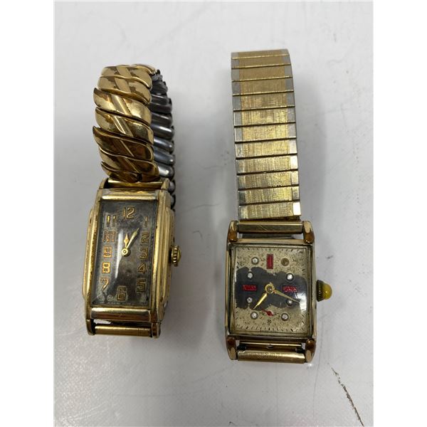 2 Vintage Square Face Watches, Waltham And Leroy