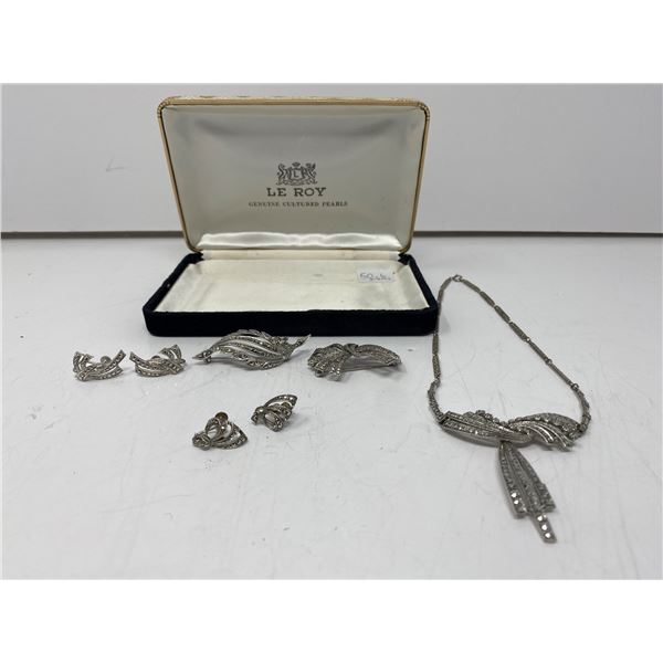 Sterling Silver With Stones Jewelry Set, Necklace, Earrings, Brooches, Etc..