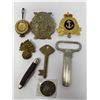 Image 1 : Assorted Collectibles, Brass Key, Pocket Knife, Badges, Etc..