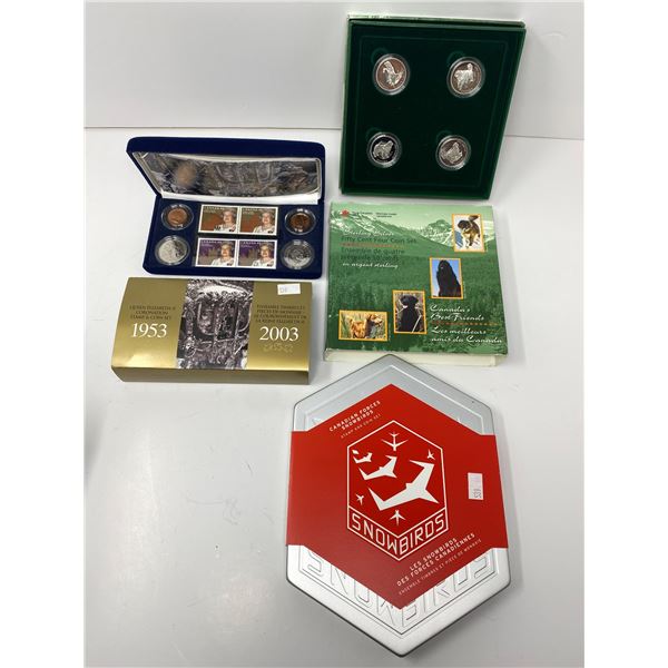 1953-2003 Queen Elizabeth Coronation Set, Sterling Silver 50 Cent 4 Coin Set, And Canadian Snow Bird