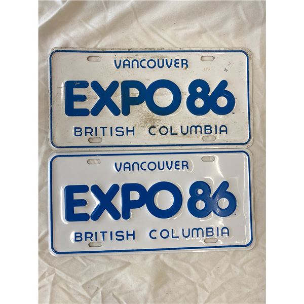 Pair Of Expo 86 License Plates