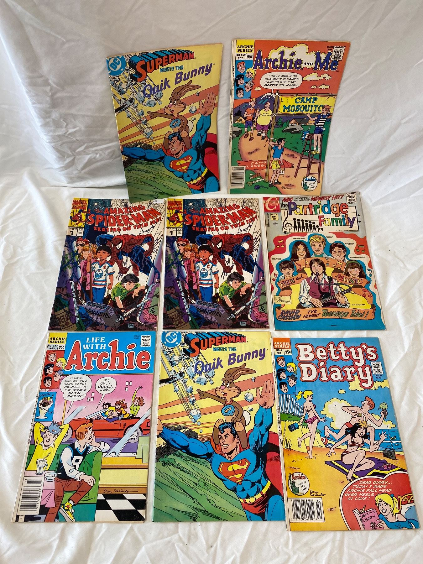 Quik Rabbit Vintage Assorted Comic Books, Superman Meets The Quik Bunny, Spiderman ...