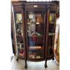 Image 1 : Vintage Oak Bow Front Display Cabinet With Carved Claw Feet
