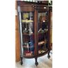 Image 2 : Vintage Oak Bow Front Display Cabinet With Carved Claw Feet