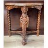 Image 1 : Vintage Hand Carved End Table With Geisha Girl And Spiral Columns