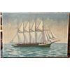 Image 1 : Vintage Oil On Canvas, Ship On Ocean , Signed By Walter Bell