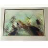 Image 2 : Framed Abstract Painting Nadira Mahmoud Signed On Back In Arabic