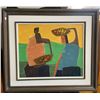 Image 1 : Framed Oil On Canvas, Abstract African Women With Fruit