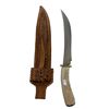 Image 1 : Large Antler Handled Knife With Engraved Sheath