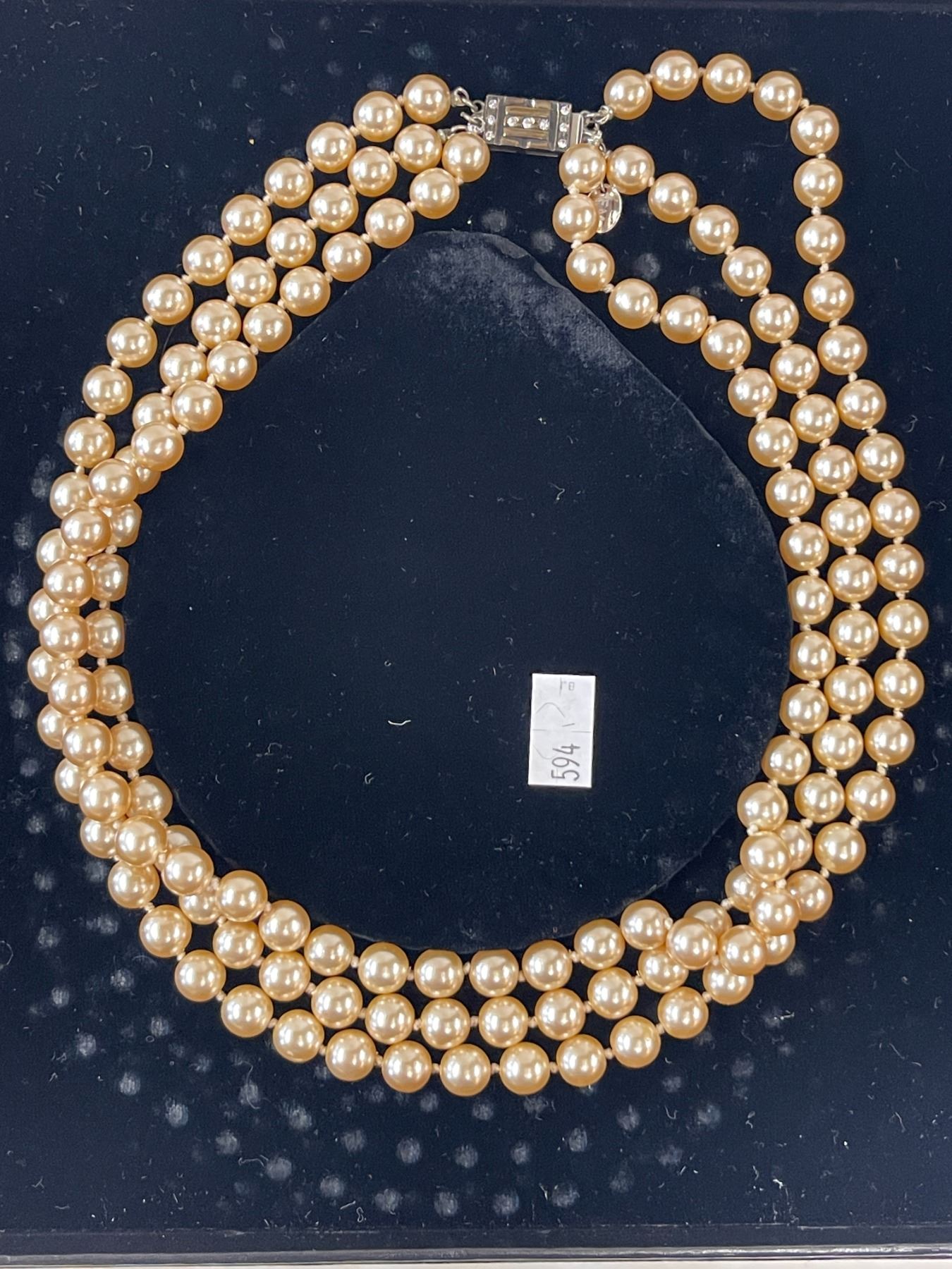Shell Pearl 3 Strand 3 Strand Pearl Necklace, In Original Case
