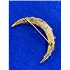 Image 2 : Large 18K Gold Nugget Crescent Moon Pin