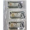 Image 1 : 3 Vintage Canadian $1 Bills