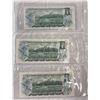 Image 2 : 3 Vintage Canadian $1 Bills