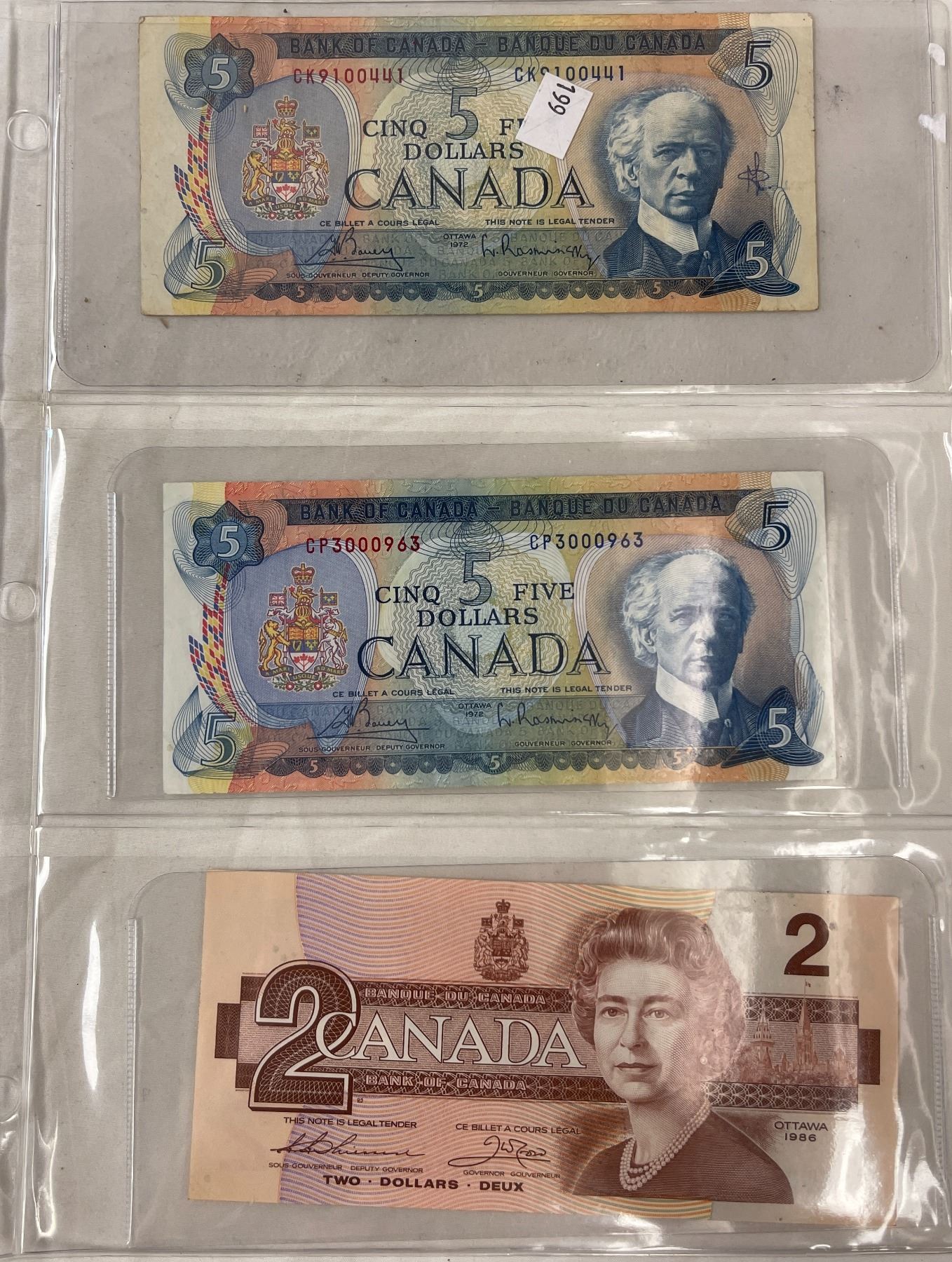 2 Vintage Canadian $5 Bills And 1 Vintage Canadian $2 Bill - Test Site
