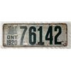 Image 1 : 1920 Ontario Licence Plate