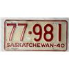 Image 1 : 1940 Saskatchewan Licence Plate