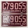 Image 1 : Pair Of 1962 British Columbia Licence Plate