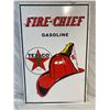 Image 1 : Self Framed Embossed Metal Fire Chief Texaco Gasoline Sign