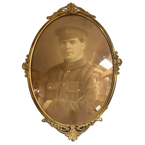 Vintage Gold Gilded Metal Framed Photo Portrait Of Medic