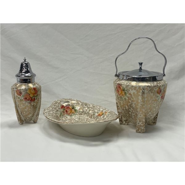 3Pc Vintage Royal Staffordshire Pottery "Celtic Rose" Chinaware