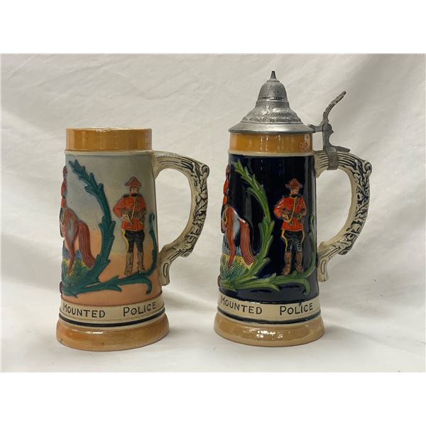 2 Vintage RCMP Mountie Steins Made In Germany