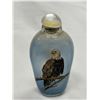 Image 1 : Vintage Reverse Painted Glass Snuff Bottle Bald Eagle Scene Limited, Numbered On Back