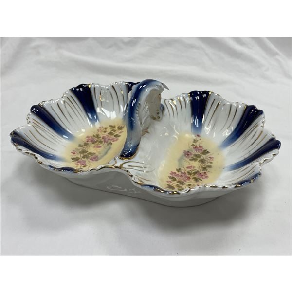 Antique Kpm Hand Painted Divided Porcelain Dish