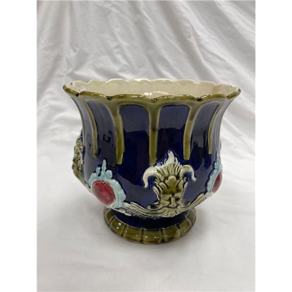 Antique Jardiniere With Horned Faces Around