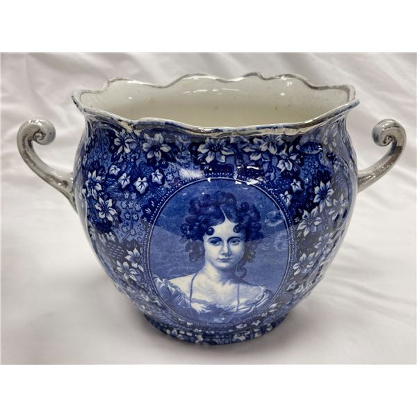 Antique Blue & White Victorian Women Portraits Bowl Made In England
