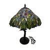Image 1 : Vintage Tiffany Style Table Tree Lamp With Stain Glass Floral Themed Shade