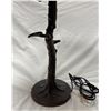 Image 3 : Vintage Tiffany Style Table Tree Lamp With Stain Glass Floral Themed Shade