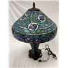 Image 2 : Vintage Tiffany Style Table Lamp With Stain Glass Features Throughout And Shade