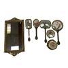 Image 1 : Beautiful 7Pc Antique Needle Point Vanity Set: Mirrors, Tray, Brush, And Container