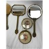 Image 2 : Beautiful 7Pc Antique Needle Point Vanity Set: Mirrors, Tray, Brush, And Container