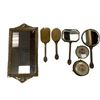 Image 3 : Beautiful 7Pc Antique Needle Point Vanity Set: Mirrors, Tray, Brush, And Container