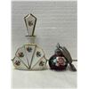 Image 1 : 2 Vintage Perfume Bottles With Flower Motifs, One With Bladder