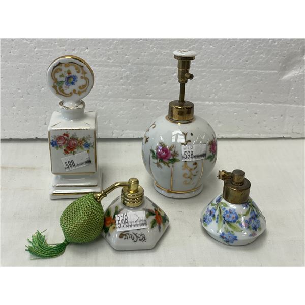 4 Vintage Miniature Perfume Bottles, 1 With Bladder