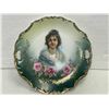 Image 1 : Vintage Hand Painted Plate With Lady And Roses
