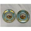 Image 1 : Pair Of Hand Painted Plates, One Has Been Repaired And Repainted