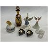 Image 1 : Assorted Collectibles, Open Salts, Perfume Bottle, Decanter, Glass Angel, Etc..