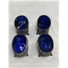 Image 1 : 4 James Dixon & Sons Open Salts With Cobalt Blue Glass Inserts