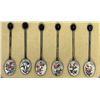 Image 2 : Rare Set Of 6 Hand Painted Enamel Sterling Silver Tea Spoons