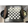 Image 3 : Marble Topped Chess Board With Side Holders For Chest Pieces