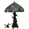 Image 1 : Reproduction Tiffany Style Stained Glass Lamp With Dragonflies