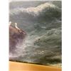 Image 2 : Gold Gilded Framed Oil On Canvas "Seagulls At Ocean Side"