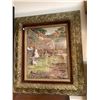 Image 1 : Very Ornate Gold Gilded Framed Print Of Farm Scene