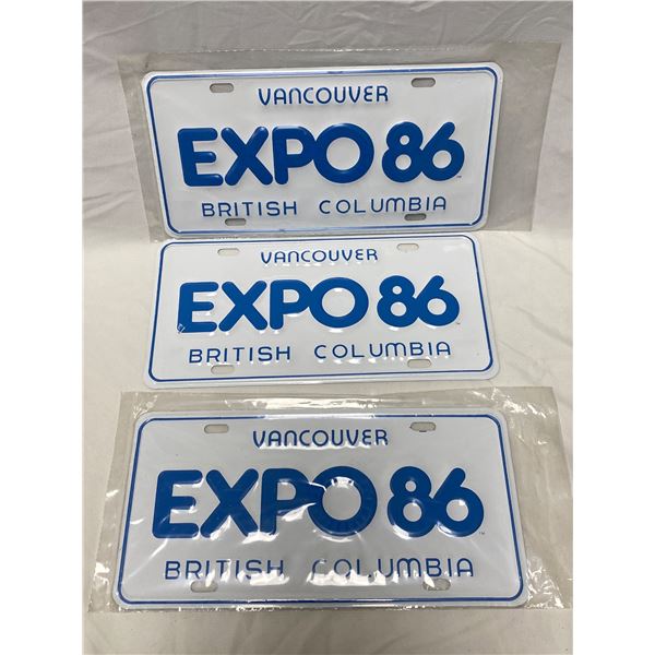 3 Expo 86 License Plates