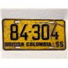 Image 1 : 1955 British Columbia License Plate